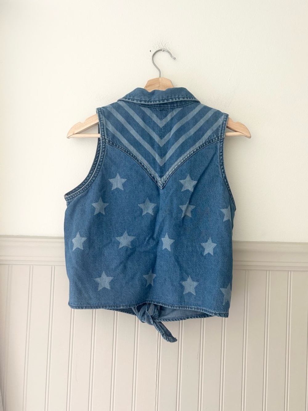 Wrangler Retro Small Americana Front Tie Sleeveless Snap Western Shirt - Picture 6 of 9